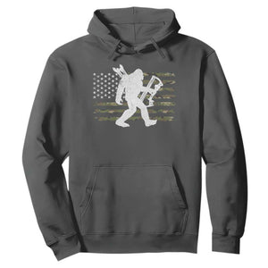 Bow Hunting Archer Bigfoot Hoodie Sasquatch Camo US Flag Hunter Dad TS10 Dark Heather Print Your Wear