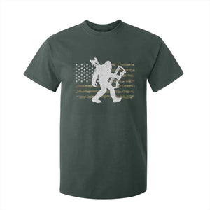 Bow Hunting Archer Bigfoot T Shirt For Kid Sasquatch Camo US Flag Hunter Dad TS10 Dark Forest Green Print Your Wear