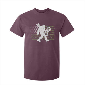 Bow Hunting Archer Bigfoot T Shirt For Kid Sasquatch Camo US Flag Hunter Dad TS10 Maroon Print Your Wear