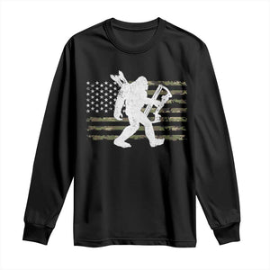 Bow Hunting Archer Bigfoot Long Sleeve Shirt Sasquatch Camo US Flag Hunter Dad TS10 Black Print Your Wear