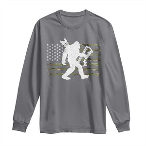 Bow Hunting Archer Bigfoot Long Sleeve Shirt Sasquatch Camo US Flag Hunter Dad TS10 Charcoal Print Your Wear