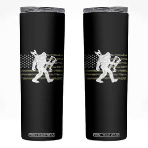 Bow Hunting Archer Bigfoot Skinny Tumbler Sasquatch Camo US Flag Hunter Dad TS10 Black Print Your Wear