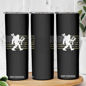 Bow Hunting Archer Bigfoot Skinny Tumbler Sasquatch Camo US Flag Hunter Dad TS10 Print Your Wear