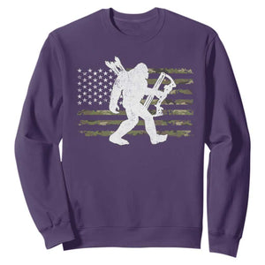 Bow Hunting Archer Bigfoot Sweatshirt Sasquatch Camo US Flag Hunter Dad TS10 Purple Print Your Wear