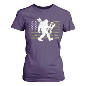 Bow Hunting Archer Bigfoot T Shirt For Women Sasquatch Camo US Flag Hunter Dad TS10 Purple Print Your Wear