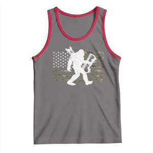 Bow Hunting Archer Bigfoot Tank Top Sasquatch Camo US Flag Hunter Dad TS10 Deep Heather Red Print Your Wear