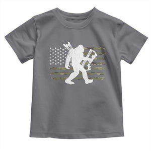 Bow Hunting Archer Bigfoot Toddler T Shirt Sasquatch Camo US Flag Hunter Dad TS10 Charcoal Print Your Wear