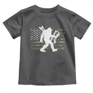 Bow Hunting Archer Bigfoot Toddler T Shirt Sasquatch Camo US Flag Hunter Dad TS10 Dark Heather Print Your Wear