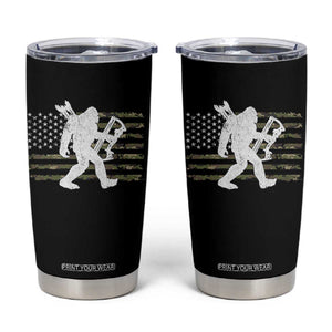 Bow Hunting Archer Bigfoot Tumbler Cup Sasquatch Camo US Flag Hunter Dad TS10 Black Print Your Wear