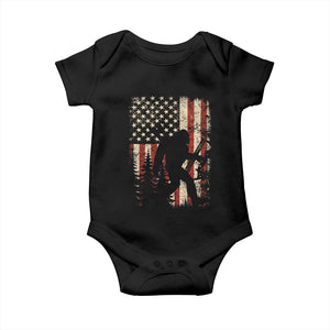 Bow Hunting Bigfoot America Flag Baby Onesie Patriotic Sasquatch With Archer Hunter Dad TS10 Black Print Your Wear