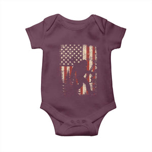 Bow Hunting Bigfoot America Flag Baby Onesie Patriotic Sasquatch With Archer Hunter Dad TS10 Maroon Print Your Wear