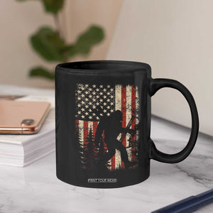 Bow Hunting Bigfoot America Flag Coffee Mug Patriotic Sasquatch With Archer Hunter Dad TS10 Print Your Wear
