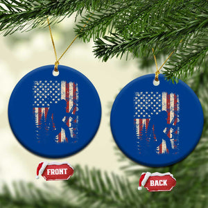 Bow Hunting Bigfoot America Flag Ceramic Ornament Patriotic Sasquatch With Archer Hunter Dad TS10 1pc Blue Print Your Wear