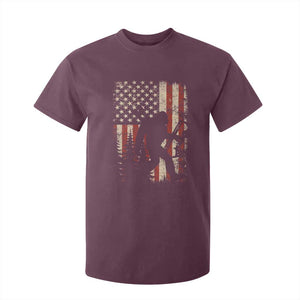 Bow Hunting Bigfoot America Flag T Shirt For Kid Patriotic Sasquatch With Archer Hunter Dad TS10 Maroon Print Your Wear