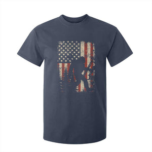 Bow Hunting Bigfoot America Flag T Shirt For Kid Patriotic Sasquatch With Archer Hunter Dad TS10 Navy Print Your Wear
