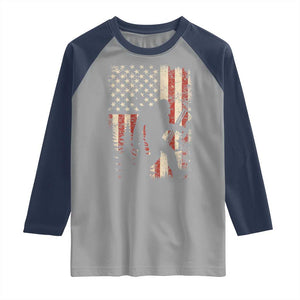 Bow Hunting Bigfoot America Flag Raglan Shirt Patriotic Sasquatch With Archer Hunter Dad TS10 Sport Gray Navy Print Your Wear