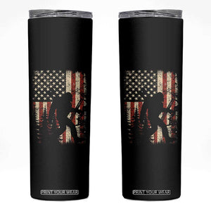 Bow Hunting Bigfoot America Flag Skinny Tumbler Patriotic Sasquatch With Archer Hunter Dad TS10 Black Print Your Wear