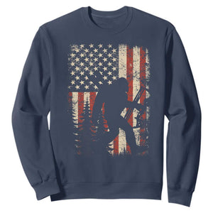 Bow Hunting Bigfoot America Flag Sweatshirt Patriotic Sasquatch With Archer Hunter Dad TS10 Navy Print Your Wear