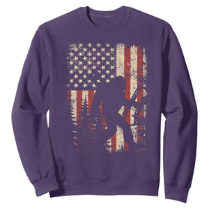 Bow Hunting Bigfoot America Flag Sweatshirt Patriotic Sasquatch With Archer Hunter Dad TS10 Purple Print Your Wear