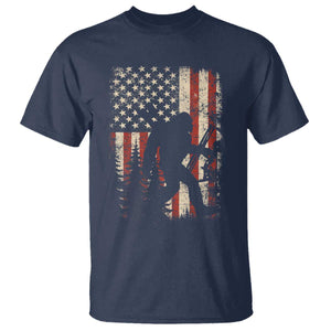 Bow Hunting Bigfoot America Flag T Shirt Patriotic Sasquatch With Archer Hunter Dad TS10 Navy Print Your Wear