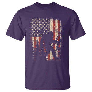 Bow Hunting Bigfoot America Flag T Shirt Patriotic Sasquatch With Archer Hunter Dad TS10 Purple Print Your Wear