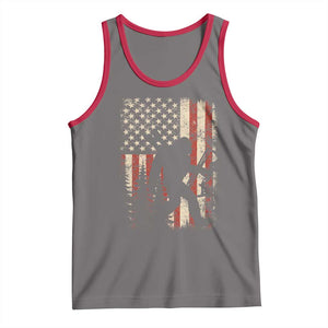 Bow Hunting Bigfoot America Flag Tank Top Patriotic Sasquatch With Archer Hunter Dad TS10 Deep Heather Red Print Your Wear