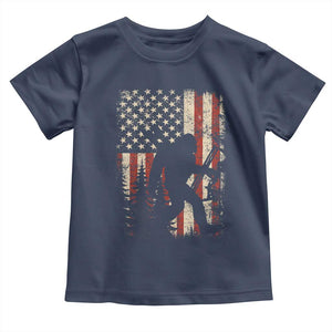 Bow Hunting Bigfoot America Flag Toddler T Shirt Patriotic Sasquatch With Archer Hunter Dad TS10 Navy Print Your Wear