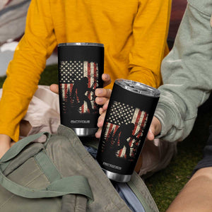 Bow Hunting Bigfoot America Flag Tumbler Cup Patriotic Sasquatch With Archer Hunter Dad TS10 Print Your Wear