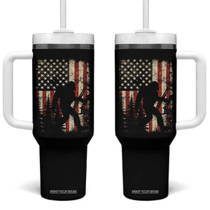 Bow Hunting Bigfoot America Flag Tumbler With Handle Patriotic Sasquatch With Archer Hunter Dad TS10 One Size: 40 oz Black Print Your Wear
