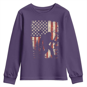 Bow Hunting Bigfoot America Flag Youth Sweatshirt Patriotic Sasquatch With Archer Hunter Dad TS10 Purple Print Your Wear