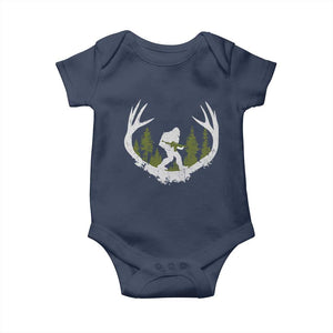 Bigfoot Gun Owner Baby Onesie Retro Deer Hunting Sasquatch Hunter Dad TS10 Navy Print Your Wear