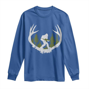 Bigfoot Gun Owner Long Sleeve Shirt Retro Deer Hunting Sasquatch Hunter Dad TS10 Royal Blue Print Your Wear