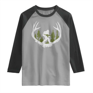 Bigfoot Gun Owner Raglan Shirt Retro Deer Hunting Sasquatch Hunter Dad TS10 Sport Gray Black Print Your Wear