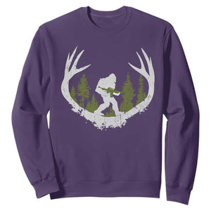 Bigfoot Gun Owner Sweatshirt Retro Deer Hunting Sasquatch Hunter Dad TS10 Purple Print Your Wear