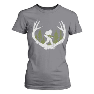Bigfoot Gun Owner T Shirt For Women Retro Deer Hunting Sasquatch Hunter Dad TS10 Charcoal Print Your Wear