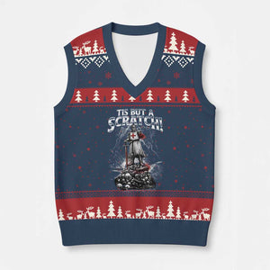 Funny Tis But A Scratch Medieval Warrior Knight V-Neck Knit Sweater Vest Funny Gift Sarcastic Quote TS10 Navy Red Print Your Wear