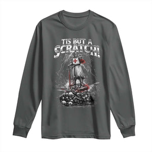 Funny Tis But A Scratch Medieval Warrior Knight Long Sleeve Shirt Funny Gift Sarcastic Quote TS10 Dark Heather Print Your Wear
