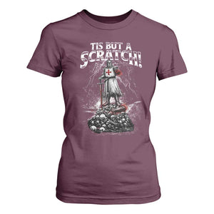 Funny Tis But A Scratch Medieval Warrior Knight T Shirt For Women Funny Gift Sarcastic Quote TS10 Maroon Print Your Wear