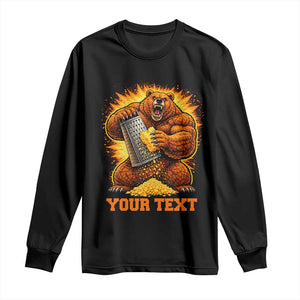 Personalized BF Angry Bear Grating Cheese Long Sleeve Shirt Custom Text Football Fans TS10 Black Print Your Wear