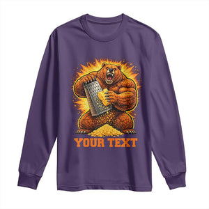 Personalized BF Angry Bear Grating Cheese Long Sleeve Shirt Custom Text Football Fans TS10 Purple Print Your Wear
