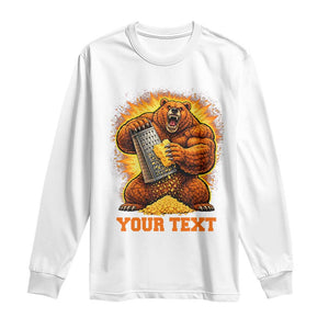 Personalized BF Angry Bear Grating Cheese Long Sleeve Shirt Custom Text Football Fans TS10 White Print Your Wear