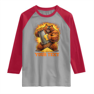 Personalized BF Angry Bear Grating Cheese Raglan Shirt Custom Text Football Fans TS10 Sport Gray Red Print Your Wear