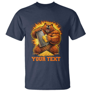 Personalized BF Angry Bear Grating Cheese T Shirt Custom Text Football Fans TS10 Navy Print Your Wear