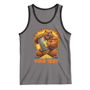 Personalized BF Angry Bear Grating Cheese Tank Top Custom Text Football Fans TS10 Deep Heather Black Print Your Wear