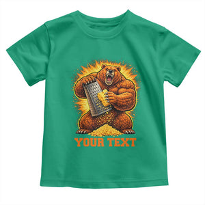 Personalized BF Angry Bear Grating Cheese Toddler T Shirt Custom Text Football Fans TS10 Irish Green Print Your Wear