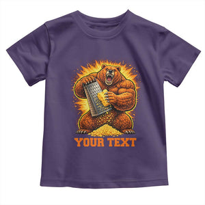 Personalized BF Angry Bear Grating Cheese Toddler T Shirt Custom Text Football Fans TS10 Purple Print Your Wear