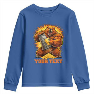 Personalized BF Angry Bear Grating Cheese Youth Sweatshirt Custom Text Football Fans TS10 Royal Blue Print Your Wear