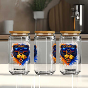 Angry Bear Lets Eat Cheese Glass Can CFB Game Day Sport Fan TS10 Print Your Wear
