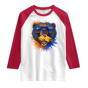 Angry Bear Lets Eat Cheese Raglan Shirt CFB Game Day Sport Fan TS10 White Red Print Your Wear
