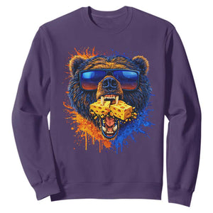 Angry Bear Lets Eat Cheese Sweatshirt CFB Game Day Sport Fan TS10 Purple Print Your Wear